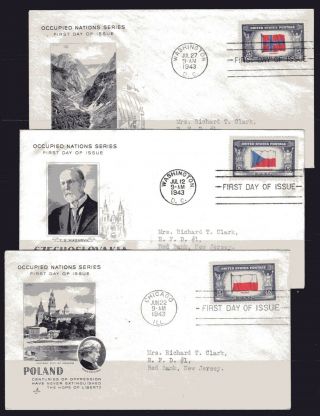 U.  S.  First Day Covers 909 - 921 - - Overruns - - M 12 Cachet - - 1943 - - Addressed