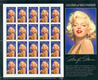 Us Scott 2967 Legends Of Hollywood Marilyn Monroe 32c Full Pane Mnh