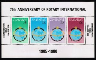 Africa Zimbabwe Stamp 1980 Rotary International Mnh Sheet