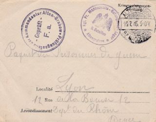 1915 Wwi French Pow At Altengrabow Pow Camp Germany Cover With Good Cachets 56