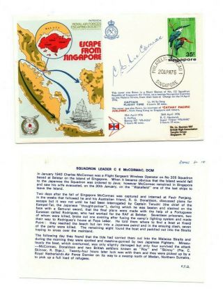 1976 Raf Escaping Society Sc14 Cover - Escape From Singapore - Signed