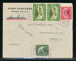 Nicaragua Postal History: Lot 117 1930s Air Post Managua - Hamburg Germany $$$