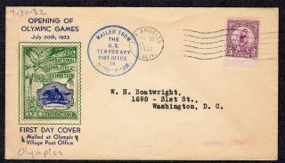 1932 Opening Of The Summer Olympic Games Mailed From Olympic Village Pa537