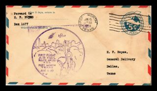 Dr Jim Stamps Us Fort Worth Texas Am 20 First Flight Air Mail Cover Dallas