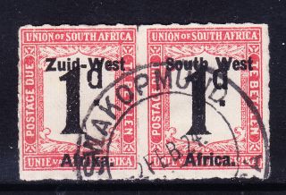 South West Africa Sgd7 1d Postage Due S Africa Opt Type 1&2 Roulette V/f/u Cv£32