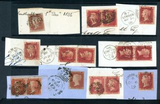 Queen Victoria Penny Red Stars On Piece 15 Stamps (jy350)