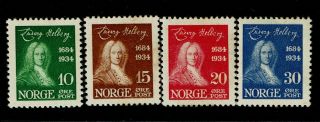 Norway Sc 158 - 161,  Hinged,  Hinge Remnants - S9402