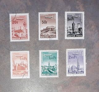 Set Of 6 X Hungarian (magyar Posta) Postage Stamps With International Cities