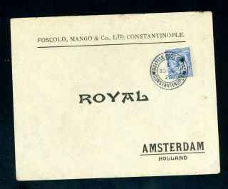 B.  P.  O.  Constantinople 1920 Cover 2 1/2d Rate To Holland (s362)