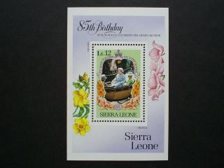 Sierra Leone Stamp Mini Souvenir Sheet The Queen Mother 85th Birthday.  1985.