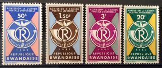 World Stamps Rwanda 1963 Set 4 Admission To Upu Stamps (b4 - K)