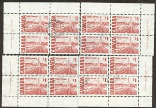 Stamps Canada 465b,  $1,  1967,  4 Plate Blocks Of 4 Stamps.