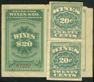 Re56,  Re41 (2x) Wine $20 Cordials Stamps Cv$300 Cancels