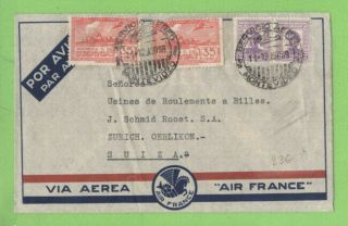 Uruguay 1939 Airmail Cover Carried By Air France To Zurich,  Switzerland