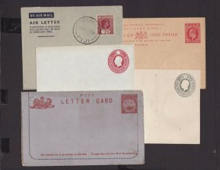Fiji Postal Stationery X 5 Items Including 1892 Native Canoe Lettercard (l028)