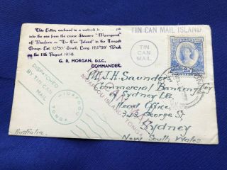 Tonga Tin Can Mail Cover,  1 Stamp,  1938,  Price: $20 Us (6057)