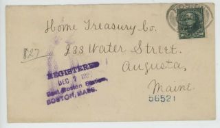 Mr Fancy Cancel Registered Boston Mass Augusta Maine 1897 Cvr 1546