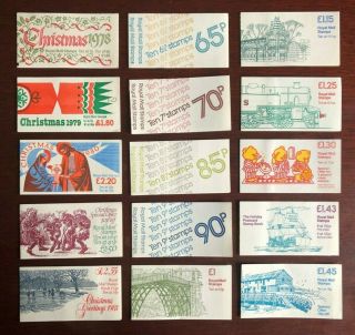 15 X Stamp Booklets 1976 - 1986.  All Complete.  Stamp Value £21.  78