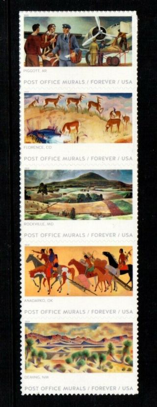 5372 - 5376 Post Office Murals Strip/5 - Mnh