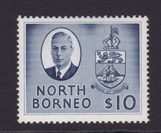 North Borneo.  1950 - 52.  Sg 370,  $10 Dull Blue.  Mounted.