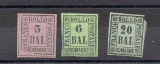 3 Italy Franco Bollo Romagne Stamps Imperf 1859 Id 1405