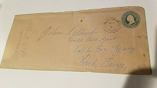 Rare Postmark Cancel Sacred Heart Mission Indian Territory To Sac And Fox Agent