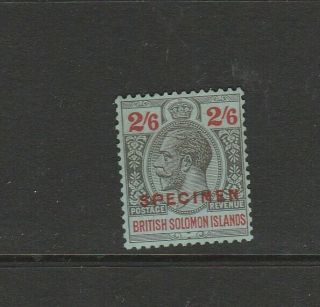 British Solomons 1922/31 Script Ca,  Opt Specimen 2/6 Mm Sg 50s
