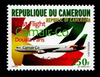 Cameroon Cameroun Kamerun 2011: First Flight Camair - Co Douala - Paris,  250 F,  Mnh