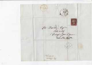 Lot:32063 Gb Qv Cover 1841 1d Red Brown Plate 17 Qc Tied To London Cover By S