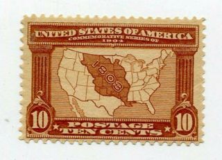 Us Scott 327 10c Louisiana Purchase 1904 Nh