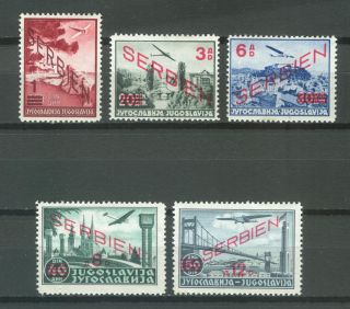 Serbia German Besetzung Occupation 1941 Wwii - Airmail Mi.  26/30 Mostly Mnh