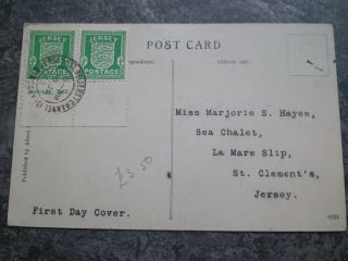 Jersey Occupation Stamp - 1942 - 1/2d Green Pair - First Day Cover - Postcard