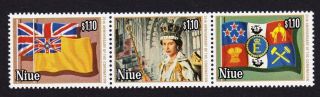 Niue 25th Anniversary Of Coronation 3v Strip Mnh Sg 245 - 247 Sc 221
