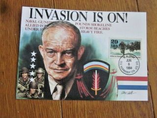 Ww2 D - Day Normandy Invasion Eisenhower 1994 50th Annivi Fleetwood Fd Maxicard