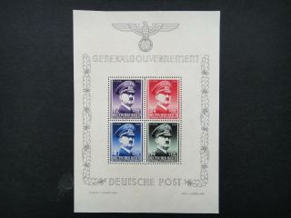 Germany Nazi 1942 Stamps Mnh Sheet Adolf Hitler Swastika Eagle Wwii Third Reich