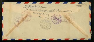US Postal History Canal Zone C12 Registered Grace Line 1945 Balboa Cristobal NY 2