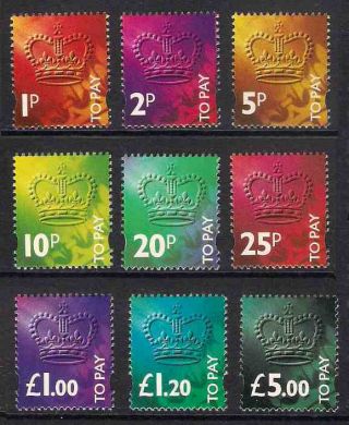 Gb 1994 Sg D102 - 110 Postage Dues Set Of 9 Mnh Cat.  £45