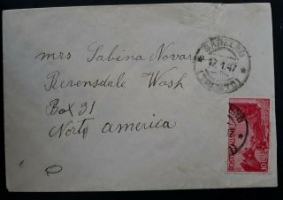 Rare 1947 Italy Cover Ties 10l Stamp Canc Sanzero To Ravensdale Usa