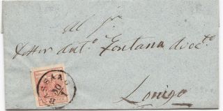Lombardy Venetia 1857 Letter Stamped 15 Centes Canc.  Bassano To Lonigo