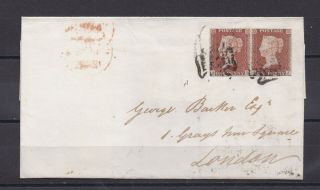 Lot:32059 Gb Qv Cover 1843 1d Red Plate 20 Pair Newport To London
