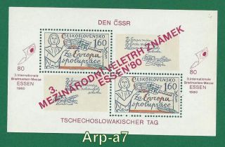 Czechoslovakia Sheet Mi Bl42 Mnh 1980 International Exhibition Stamps Essen