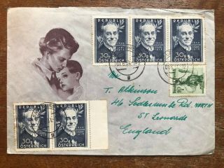 Austria 1951 Alexander Girardi Postal Cover To Uk - Ref264