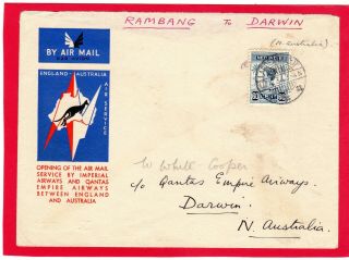 Dutch Indies - Airmail1934 Imperial Airways First Flight Cover To Darwin B/s