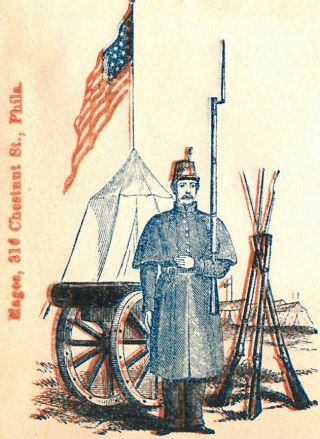 Soldier With Bayonet,  Cannon " Victory " Civil War Era Union Patriotic Envelope Pa