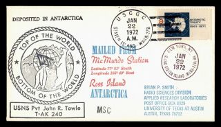 Dr Who 1972 Uscgc Staten Island Ship Antarctic Mcmurdo Station Cachet E41003