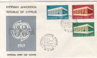 Cyprus 1969 Europa Cept Picture Slogan Europa Cancels Fdc Stamps Cover Ref 27646