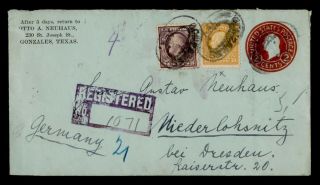 Dr Who 1924 Gonzales Tx Registered Uprated Stationery To Germany 501 E39938