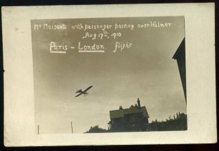 1910 Moisant Usa Pilot Paris - London Passenger Flight Walmer Kent