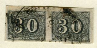 Brazil; 1850 Early Classic Imperf Issue 30r.  Pair