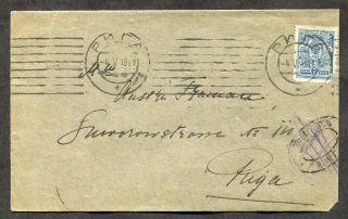 P315 - Imperial Russia Latvia 1919 Riga Local Cover.  Postage Due Mark Crossed Out
